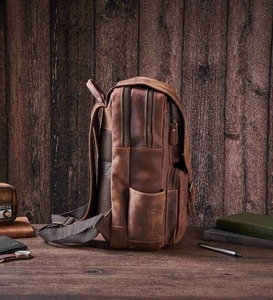 กระเป๋าเป้สะพายหลังสำหรับเดินทางทุกวันทำด้วยมือหนังแท้ลายเนื้อไม้ดีไซน์เฉพาะตัว - Product Image 2