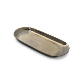 Plateau de service de fruits ovale en or fait à la main Restaurant et usage domestique plateau de table fantaisie en acier inoxydable de qualité alimentaire - Product Image 1