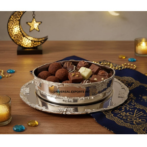 Stainless Steel <b>Chocolate</b> Bowl With Plate Premium Quality Handmade decorative Tabletop Luxury New <b>Chocolate</b> bowl - Product Image 1