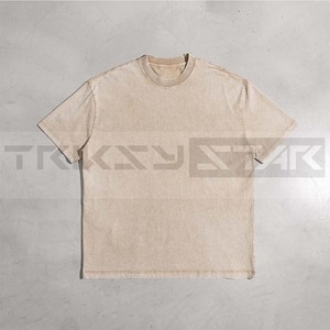 ผ้าฝ้ายถักแบบวินเทจฟอกสีกรดสำหรับผู้ชายเสื้อยืดโอเวอร์ไซส์พิมพ์โลโก้ขนาดพิเศษผ้าฝ้าย100% ลำลองขนาดพิเศษ220กรัม - Product Image 2