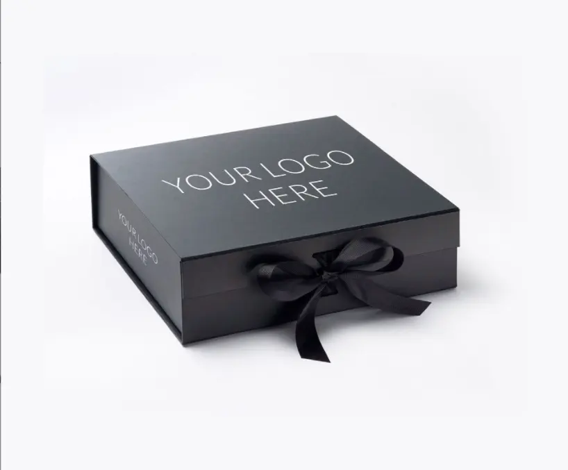 Изготовленный на заказ логотип УФ Печать Золотая фольга штамповка матовый черный рождественские ювелирные изделия Подарочная коробка с магнитными крышками упаковочная коробка