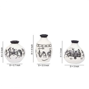Top Demandé Fabriqué À La Main Warli Peint À La Main Moderne Pots En Terre Cuite pour Plantes De Mariage Décor À La Maison Léger Écologique - Product Image 3