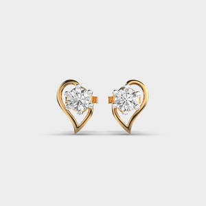 Boucles d'oreilles clous personnalisées en or massif 14 carats (rose/jaune/blanc) avec diamants de laboratoire certifiés IGI, motif cœur – Cadeau idéal pour anniversaire ou fête - Product Image 1