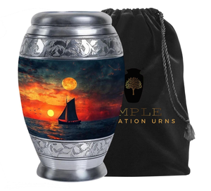 Urna de cremación de aluminio hecha a mano, urnas de cremación Premium, revestimiento Meena, diseño a prueba de fugas - Product Image 1