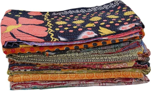 ผ้านวมลายปะติดทำด้วยมือผ้าคลุมเตียงขนาดควีนไซส์แบบกลับด้านได้ผ้าคลุมเตียงส่าหรีคอตตอนออร์แกนิค100% ตกแต่งเครื่องนอน - Product Image 4