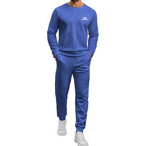 Ensemble de survêtement en coton pour homme, deux pièces, coupe décontractée, tenue confortable pour le fitness, la salle de sport, le streetwear - Product Image 1