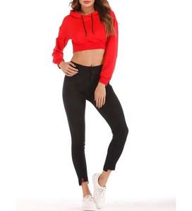 Sweat à capuche en coton pour femmes, Design de mode, Hip Hop, manches longues, pull-over court - Product Image 3