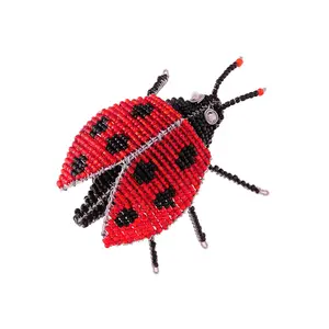 Best Quality New Design Bullion Wire Brooches Wholesale Beaded Brooches In Low Price beautiful Fashion Lady bug brooch#0072258