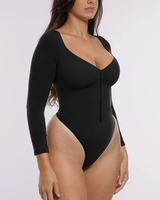 Body sculptant pour femme à manches longues, corset, contrôle du ventre, string, sans couture, avec fermeture à pression à l'entrejambe, fajas, forme du corps