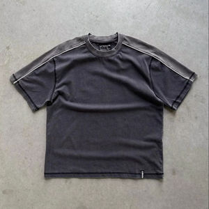 Streetwear Designer Embroidered <b>Knitted</b> Formal 100% Cotton Round Neck Oversized <b>T</b>-<b>shirt</b> 180GSM Anti Shrink - Product Image 5