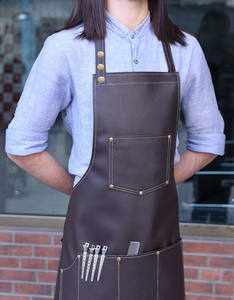 High Quality Custom Logo Men's <b>Leather</b> Sleeveless <b>Apron</b> Reusable-Specializing in Barber Chef Gardener Horse Keeper Multipurpose - Product Image 2