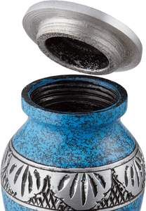 Pequeñas urnas de cremación para cenizas humanas Mini JUEGO DE RECUERDO DE 4 azul y plata con estuche de terciopelo - Product Image 4