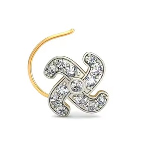 Simple Decent Elegant Real Natural Round Diamond <b>Stud</b> <b>Nose</b> Pin for Women in 14K Yellow <b>Gold</b> - Product Image 1
