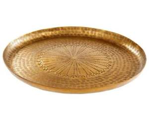 Plateau de service personnalisé haut de gamme en métal plaqué or, design contemporain léger, artisanat métallique pour la maison, l'hôtel et le restaurant - Product Image 6