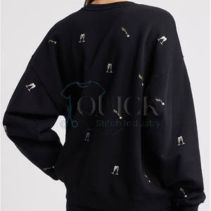 Sweat-shirt d'hiver avec strass sur le devant et logo personnalisé polyester/coton polaire haute qualité prix de gros pour femmes - Product Image 3