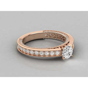 Anillo Brillante de Oro de 9K para Mujer con Diamante Cultivado en Laboratorio de Corte Redondo Estilo Solitario - Product Image 1