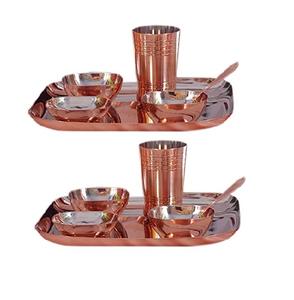 Ensemble de dîner en cuivre de haute qualité en gros grand ensemble de dîner 4 bols verre et cuillère artisanat de design de luxe - Product Image 6