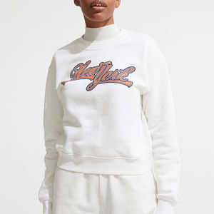 Sudadera Corta de Mujer de Manga Larga, Ajuste Holgado, Cintura Estrecha, Color Liso, Casual - Product Image 3