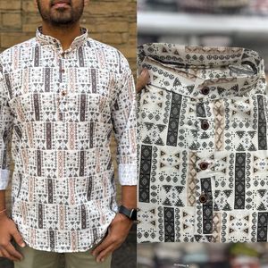 Kurta de algodón de manga larga de longitud corta con colección de estampado formal para fiestas - Product Image 6