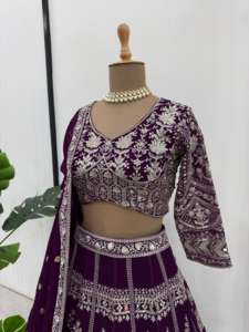 ชุดงานแต่งงานออกแบบสวม lehenga choli กับด้ายและลำดับการทำงาน - Product Image 5