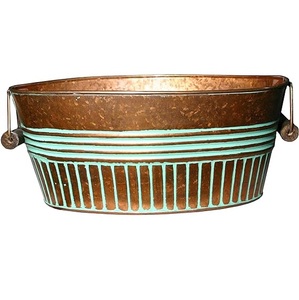 Seau en métal antirouille de vente chaude avec poignées jardinières galvanisées pour l'extérieur jardinières de seau de panier décor de fleurs Vintage - Product Image 1