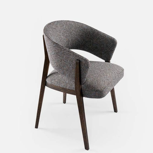 Silla de comedor de madera maciza con asiento tapizado-Diseño minimalista moderno - Product Image 2