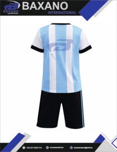 Maillot de football personnalisé, ensemble de maillot de football, bleu clair, blanc, uniforme de football, respirant, séchage rapide, 100% polyester, vêtements de sport - Product Image 6