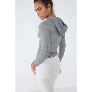Cárdigan de punto con capucha y cremallera - Product Image 4