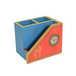 Portacucharas de Madera Compacto con Diseño Impreso para Espacios Pequeños de Cocina, Portacucharas de Madera con Diseño Tradicional Indio para Utensilios - Product Image 5