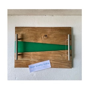 Wholesale Quality Wood & Epoxy Resin Design Serving <b>Tray</b> With Shiny Finishing Tabletop <b>Tray</b> <b>Breakfast</b> <b>Tray</b> for Tableware by SCI - Product Image 5