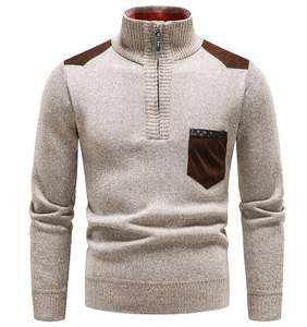 Nouveau pull en tricot pour homme, automne-hiver, tricot à manches longues, col roulé, fermeture éclair, pull-over pour homme, vêtements d'extérieur - Product Image 1