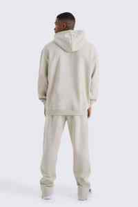Custom Made Men's Streetwear <b>Oversize</b> <b>Jogger</b> Tracksuit Baggy Triple Zip up Hoodie with Rhinestone for Winter - Product Image 4