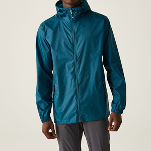 Wholesale Custom Logo Men's Canvas Windbreaker Jacket with <b>Stand</b> Collar Hooded OEM Zipper Jacket with Front Logo Position - Product Image 2