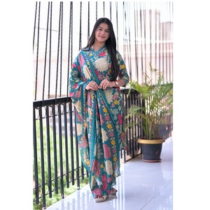 Latest Maruti Fashion Women's Traditional Style Cambric Cotton Digital Print Floral 3 Piece Regular Fit Kurti Pant Dupatta Pure - Product Image 1