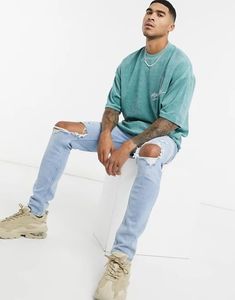 100% algodón Oversize T Shirt Blank Crew Neck Heavyweight Oversized Boxy T-shirt para hombres - Product Image 3