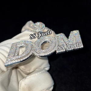 Personalizado VVS Moissanite iniciales colgante Hip Hop rapero joyería de moda de los hombres nombre personalizado alfabeto encanto collar único - Product Image 3