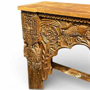 Mesa Consola Arqueada Vintage Hecha a Mano, Mueble de Madera Sólida Tradicional de Lujo para Sala de Estar y Entrada con Espejo - Product Image 4