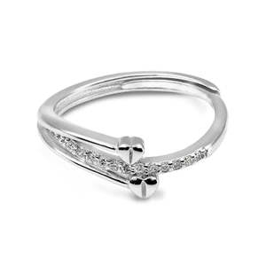 Anillo Minimalista de Doble Corazón Zarkan, Plata Pura con Baño de Rodio y Oro, Piedra Principal de Platino, para Uso Diario - Product Image 3