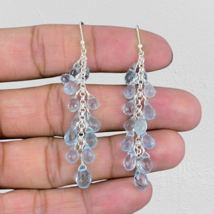 Boucles d'oreilles en topaze bleue Spinner en argent sterling 925 bijoux de fête à la mode pour femmes - Product Image 1