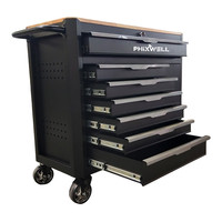 Chariot de rangement d'outils pour atelier PHIXWELL, nouveau, avec plateau en bois, kit d'outils de réparation automobile