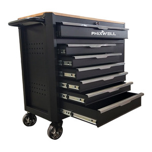 Chariot de rangement d'outils pour atelier PHIXWELL, nouveau, avec plateau <span class=keywords><strong>en</strong></span> <span class=keywords><strong>bois</strong></span>, <span class=keywords><strong>kit</strong></span> d'outils de réparation automobile - Product Image 4