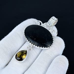 Natural Black Onyx Pendant 925 Sterling Silver Handmade Statement Designer Jewelry IGI Certified Engagement Gifts for Children's - Product Image 2