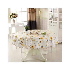 Mantel de mesa con estampado Floral de algodón teñido ecológico con borde azul 260 GSM, textura lavable suave, cubierta de mesa de comedor diaria certificada OEKO TEX - Product Image 5