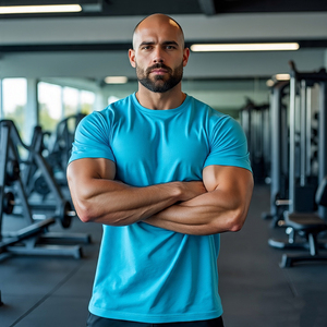 Jogging pour hommes vêtements de fitness t-shirts vêtements de sport à manches courtes col rond musculation yoga t-shirts hommes - Product Image 3