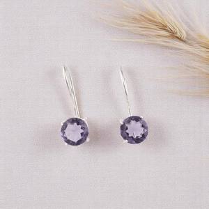 Boucles d'oreilles en argent Iolite, faites à la main, en or, bijoux pour femmes, certifiées IGI, pour anniversaire, fête, cadeau de Saint-Valentin pour femme, petite amie - Product Image 3