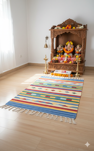 Alfombra de Algodón Floral Moderna Tejida a Mano Personalizable - Lavable a Máquina con Reverso Reversible para el Hogar, Ejercicio, Viajes y Picnic - Product Image 4