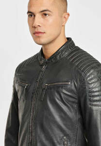 Veste en cuir pour hommes en cuir de vachette véritable Vintage Moto Racer élégant manteau d'hiver de haute qualité - Product Image 5