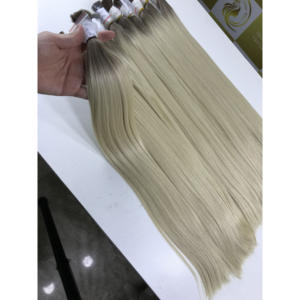 Prix de gros des extensions de cheveux européens blonds ombrés de couleur claire cheveux humains bruts européens durables aux extrémités épaisses vietnamien en vrac - Product Image 4
