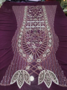 Stylish Anti-Static Hand Beaded Embroidered <b>Fabric</b> for Party-Ready Beach Silhouette for Stylish Workouts - Product Image 5