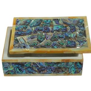 Lapis Lazuli <b>Random</b> Overlay Work on Marble Jewelry Box Handcrafted Luxury with Semi-Precious Stone Inlay - Product Image 4